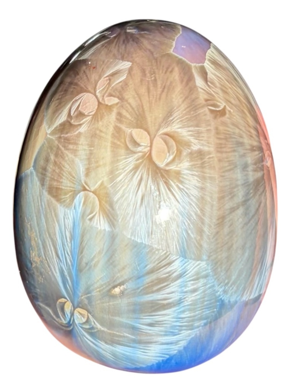 Vintage Duly Mitchell Crystalline Iridescent Glaze Porcelain Egg 3” Sedona AZ